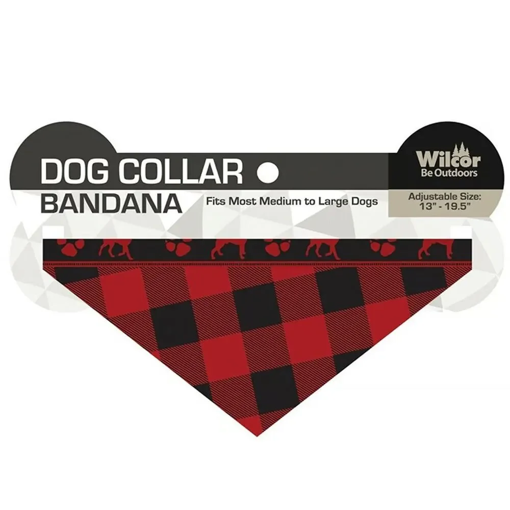 Buffalo Plaid Dog Collar Bandana Fit Most Medium Large Dogs Red Black adjustable